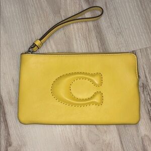 COACH Yellow “Daisy” Leather Wristlet Clutch